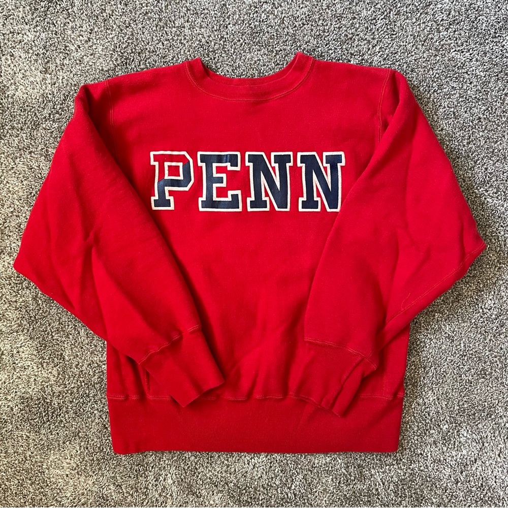Vintage 80s Champion Reverse Weave Warmup Sweater PENN Size Medium